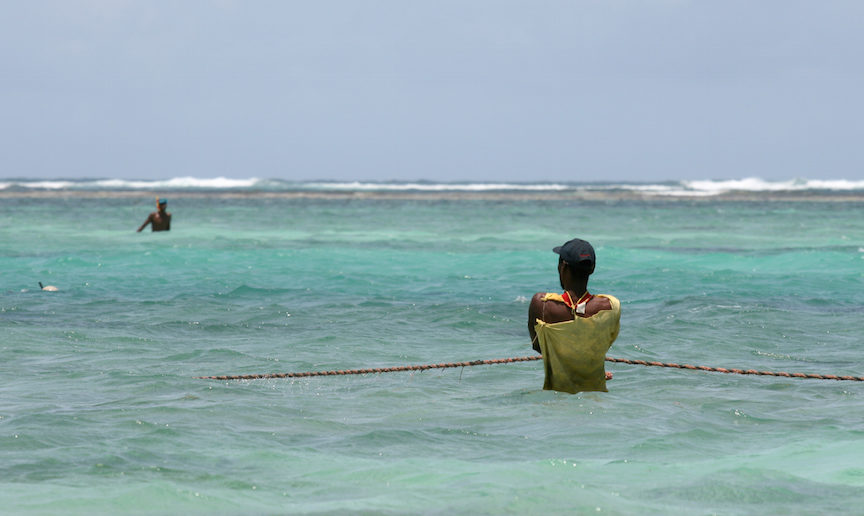 En såkalt “fodfisker” som fisker med garn i områder med lavt vann. Foto: CC BY Giorgio Montersino / Flickr
